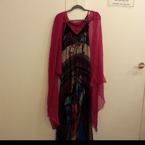 Legatte luxurious long silk dress with shawl